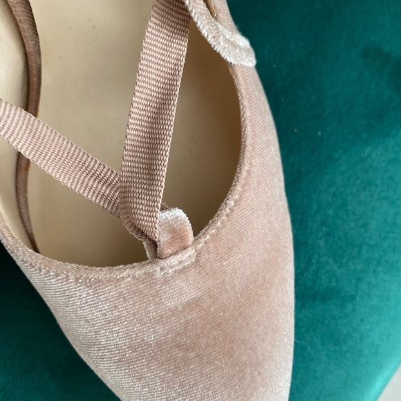 Pink Velvet Ballet Lace Up Block Heels - Picture 9 of 12